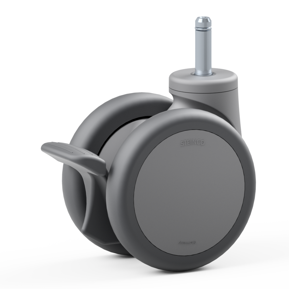 4.R720.DHA0, Double swivel castor, ∅ 100 mm, Plain bearing, TPU, Stem with friction ring