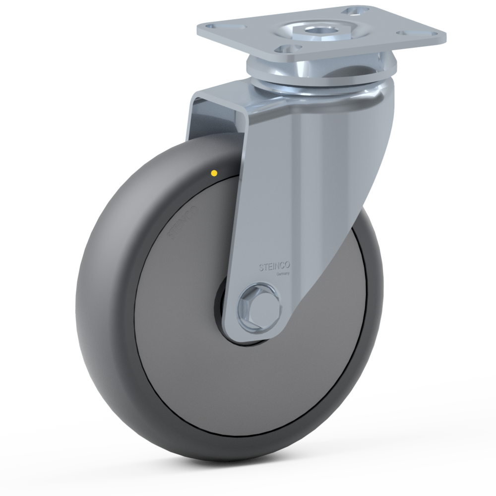1.BDU0.PKC0, Roulette pivotante à simple galet, ∅ 150 mm, Roulement à billes, TPU, Platine